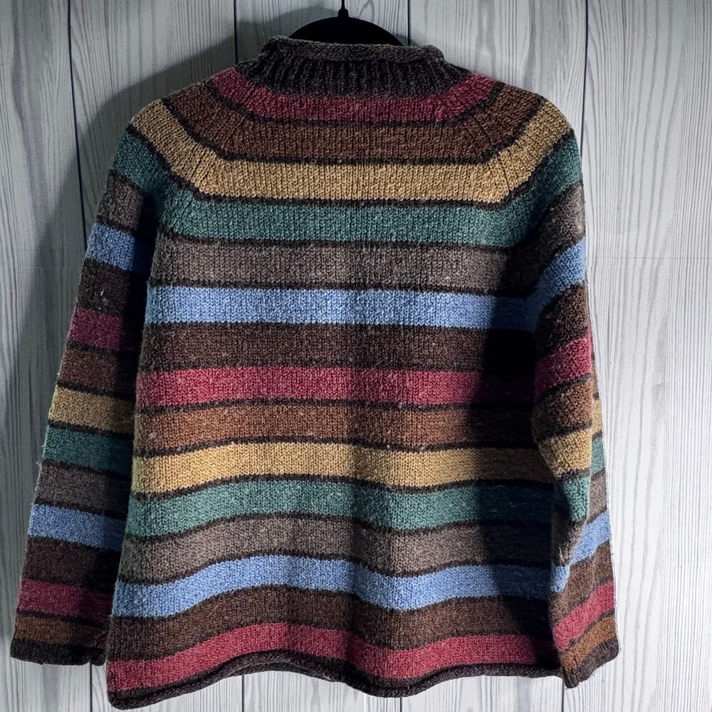 Vintage 90s Striped Roll Neck Sweater In knit Small Taiwan - Picture 4 of 7